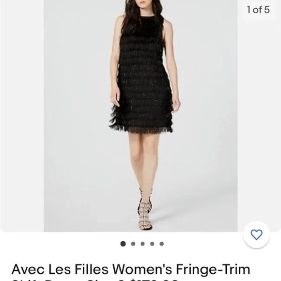 Avec Les Filles Metallic Fringe Black Cocktail Party Club Short Mini Dress - Picture 2 of 15